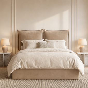 Oxy 5'0 King Storage Velvet Beige Quick Ship