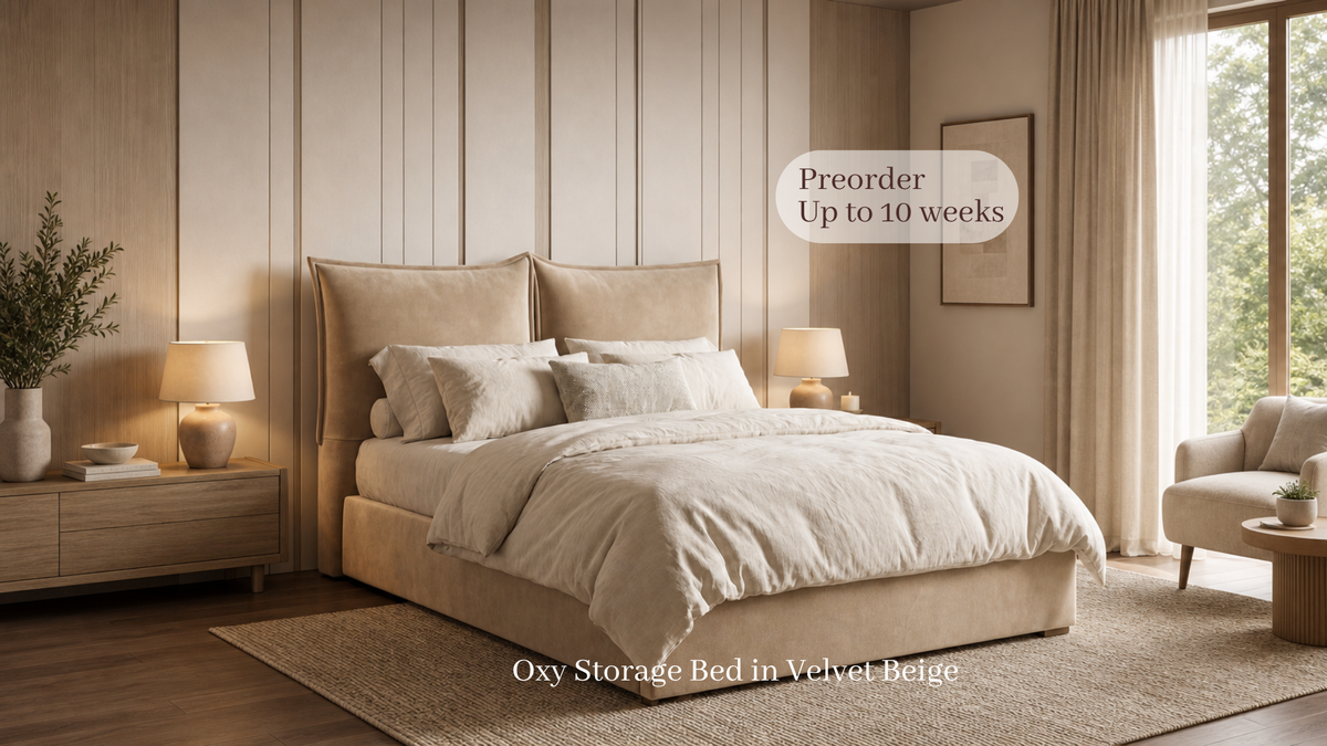 Oxy 5'0 King Storage Velvet Beige Quick Ship