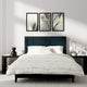 The Piper Upholstered Bed with elegant piping around the edges, also available as a headboard-only option