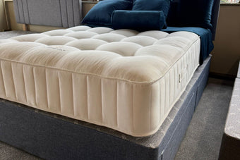 Clearance 5’0 King Size Divan Bed  Dark Blue with matching Headboard and High Quality 2500ct Medium Feel Memory Foam Mattress