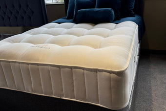 Clearance 4’6’ Double Size Divan Bed with matching Headboard Dark Grey and High Quality 2500ct Medium Feel Memory Foam Mattress