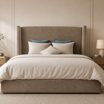 Ashbourne 5'0 King Storage Velvet Dark Beige Quick Ship