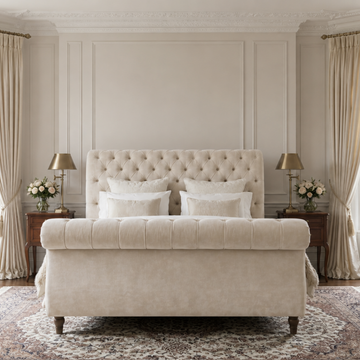 Clearance Chesterfield Emperor Size Sprung Platform Velvet Cream