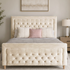 Cambourne 6'0 Super King Storage Oak Legs Velvet Cream Quick Ship