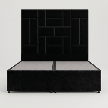 Rowe 5’0 Divan Headboard Set Velvet Black Quick Ship