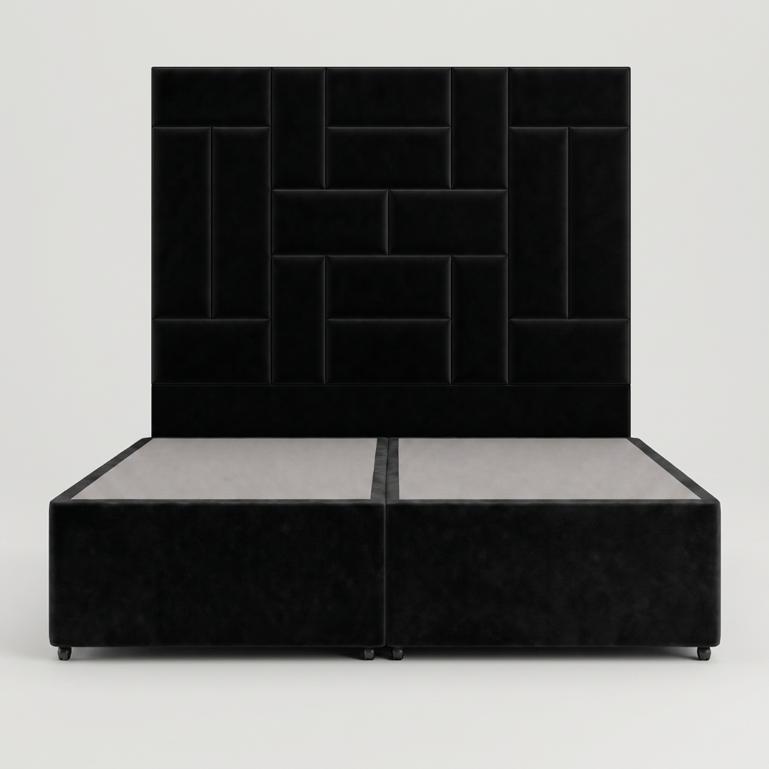 Rowe 5’0 Divan Headboard Set Velvet Black Quick Ship
