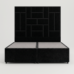 Rowe 5’0 Divan Headboard Set Velvet Black Quick Ship
