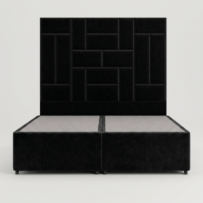 Rowe 5’0 Divan Headboard Set Velvet Black Quick Ship