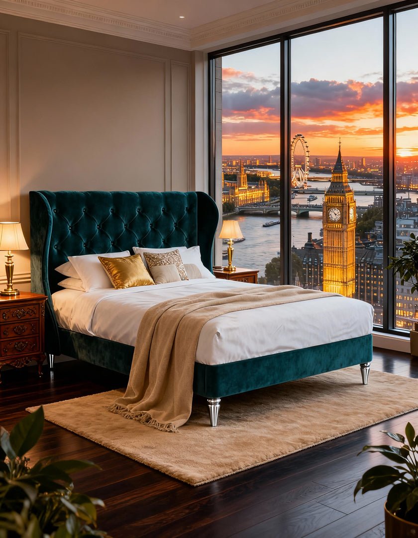 Bedlington Bed with Deep Button Design