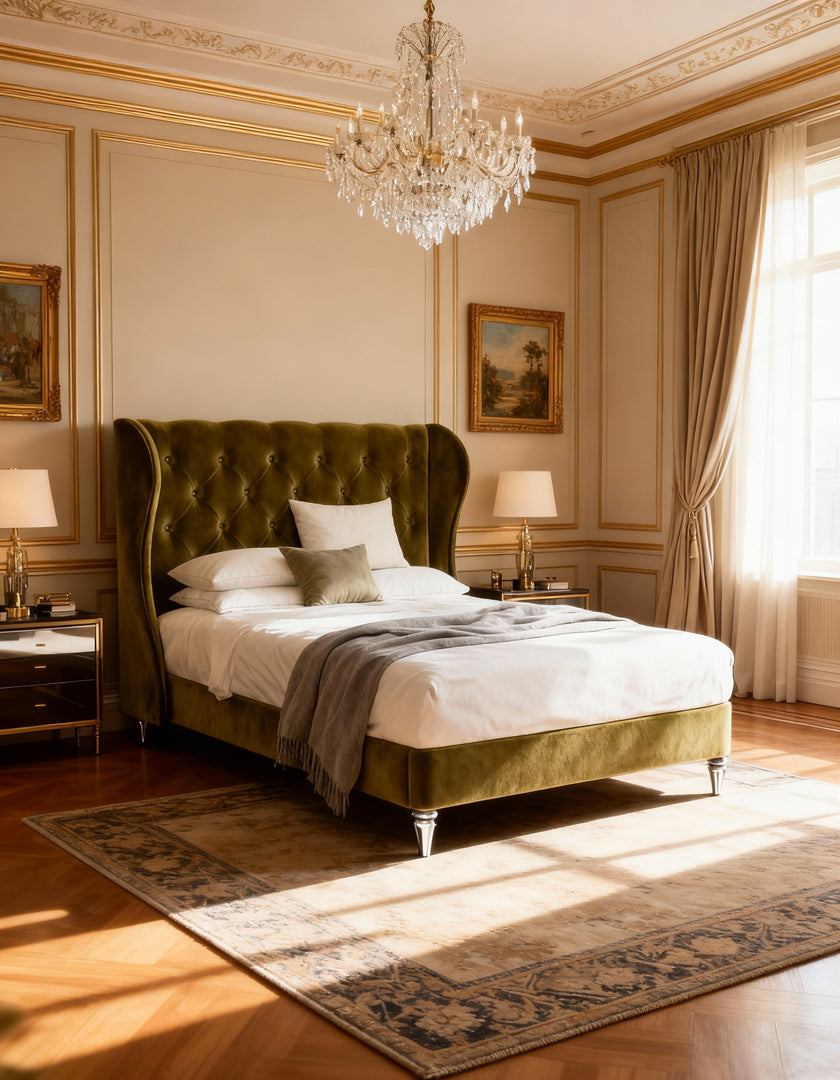 Bedlington Bed with Deep Button Design