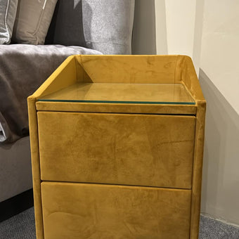 Clearance 50% Off On Lydie Bedside Table In Velvet Mustard
