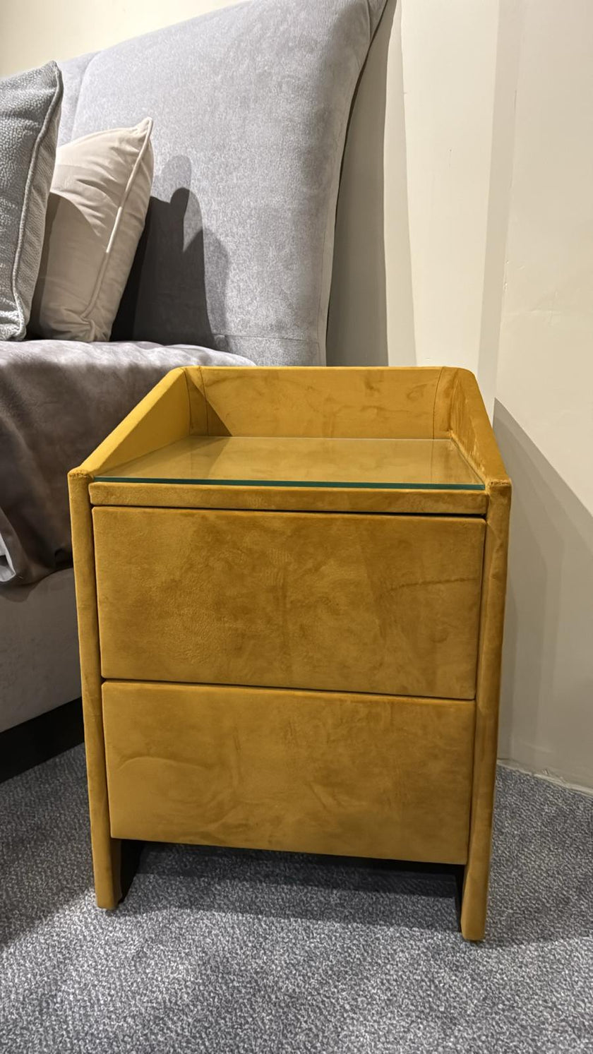 Clearance 50% Off On Lydie Bedside Table In Velvet Mustard