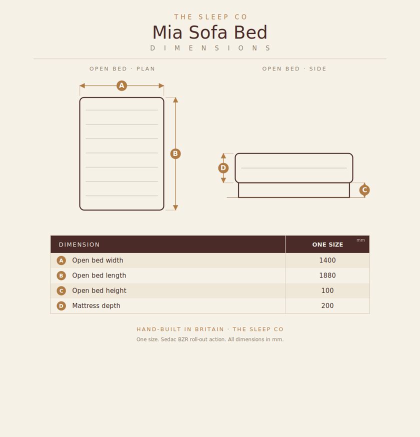 Mia Roll Out Action Sofa Bed (Pre Order 10 weeks)