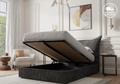 Pillow Back Manual Storage Bed in Grey in Stock