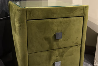 Clearance Richmond Bedside Table in Velvet Olive @ 50% Off