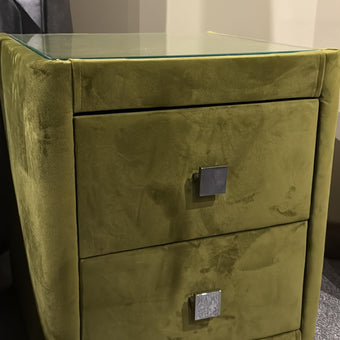 Clearance Richmond Bedside Table in Velvet Olive @ 50% Off