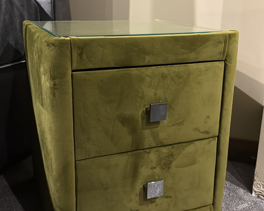 Clearance Richmond Bedside Table in Velvet Olive @ 50% Off