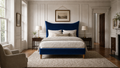 Snorer 5'0 King Bed Frame Oak Legs Velvet Blue Quick Ship