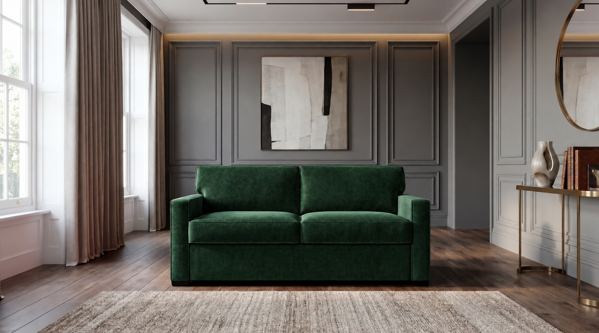 Jessica 160 Large 2 Seater sofa bed in Velvet Green