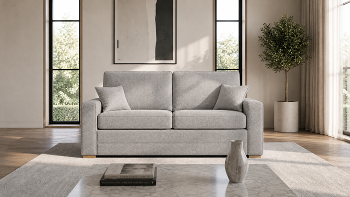 Rhea 2 Seater Sofa Bed in Light Grey