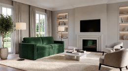 Jessica sofa bed in Velvet Green in a living room
