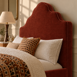 Layla serpentine headboard in Medici Burnt Sienna