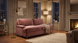 Milly sofa bed in Sable Pink in a drawing room