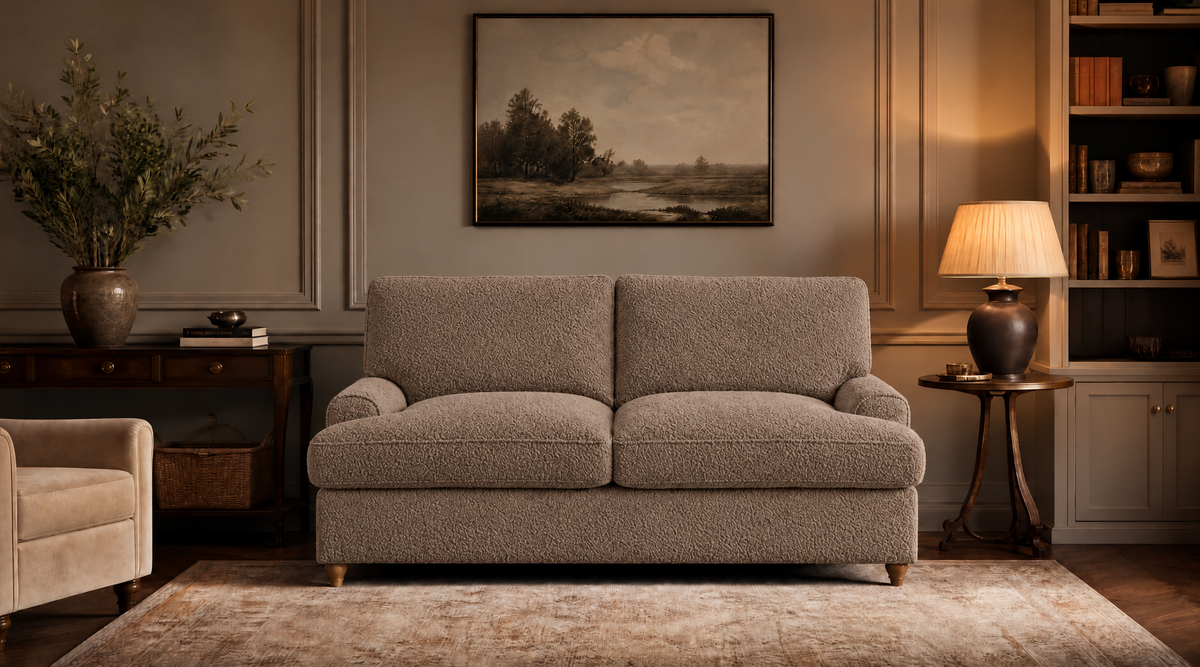 Milly Large 2 Seater sofa bed in Teddy Bouclé Mink