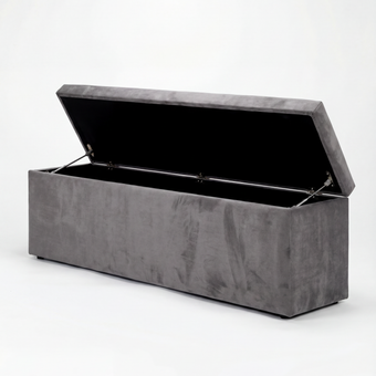Bourg upholstered storage ottoman in grey