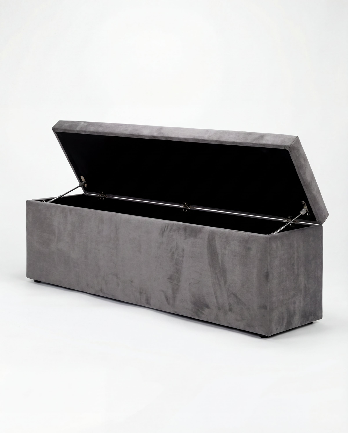 Bourg upholstered storage ottoman in grey