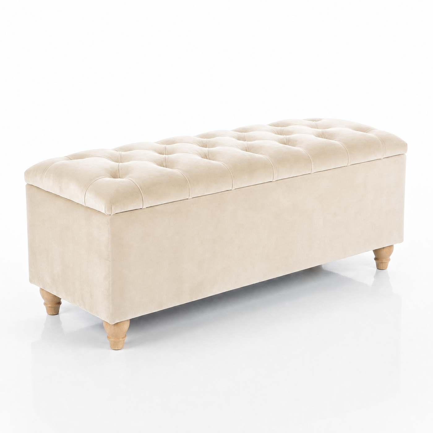 Chesterfield buttoned storage ottoman in Velvet Cream