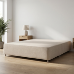Deep upholstered divan base, angled view