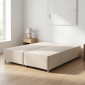 Deep upholstered divan base, detail view