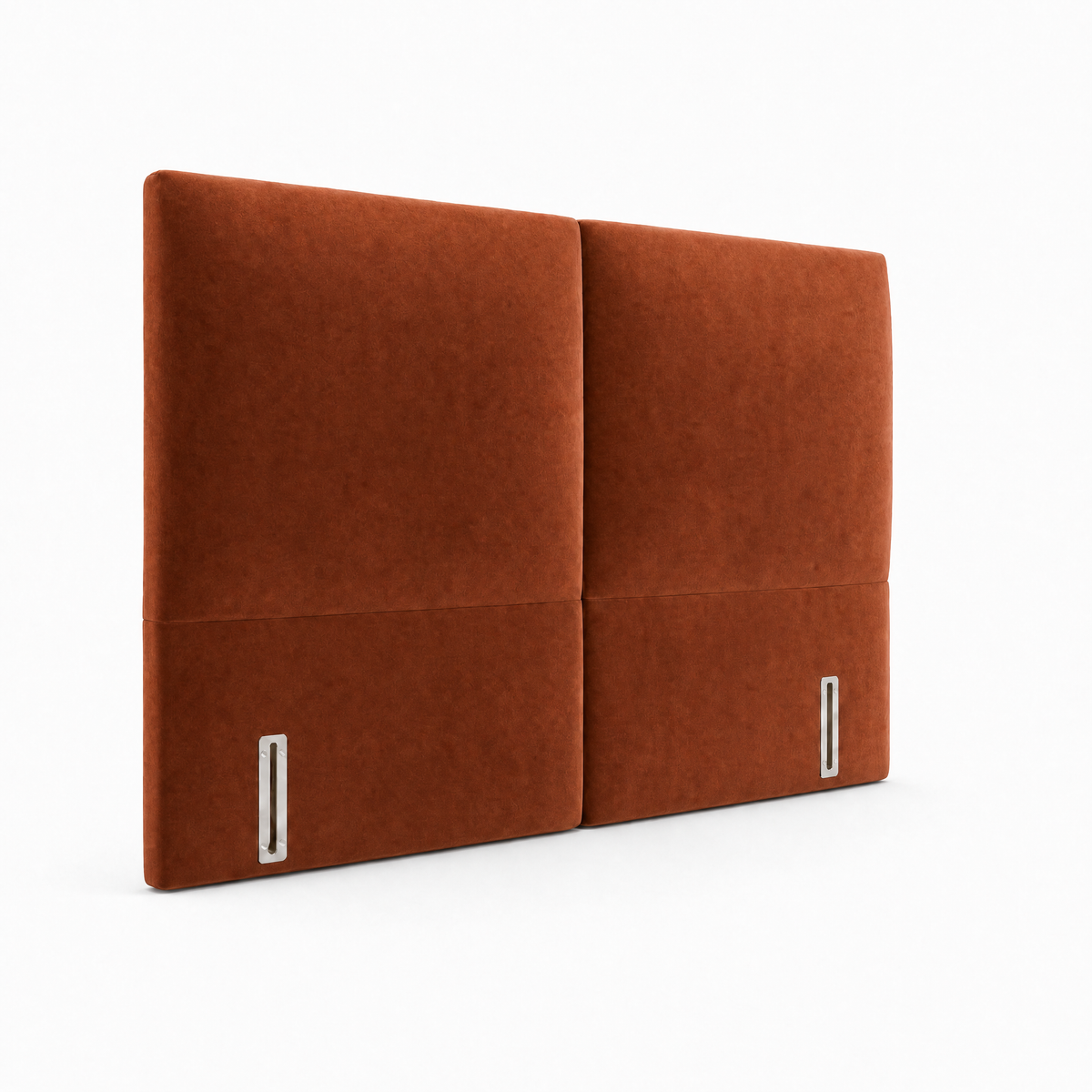 Double Cushion upholstered headboard in Medici Burnt Sienna