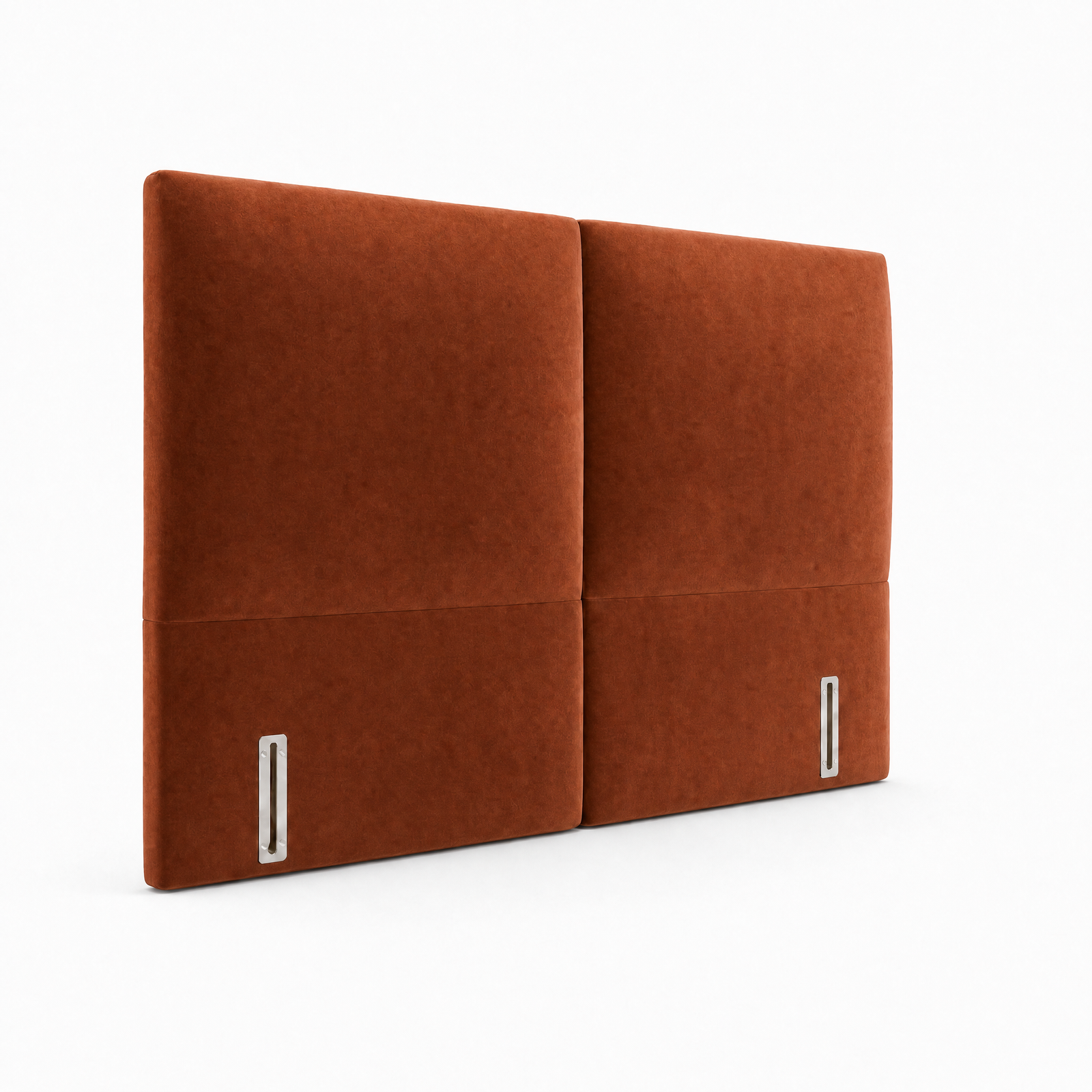 Double Cushion upholstered headboard in Medici Burnt Sienna