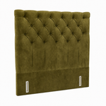 Foxy upholstered headboard in Velvet Amber Green