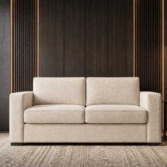 Emma 2 seater 140cm sofa bed upholstered in cream weave
