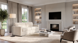 Jessica sofa bed in Velvet Cream in a living room
